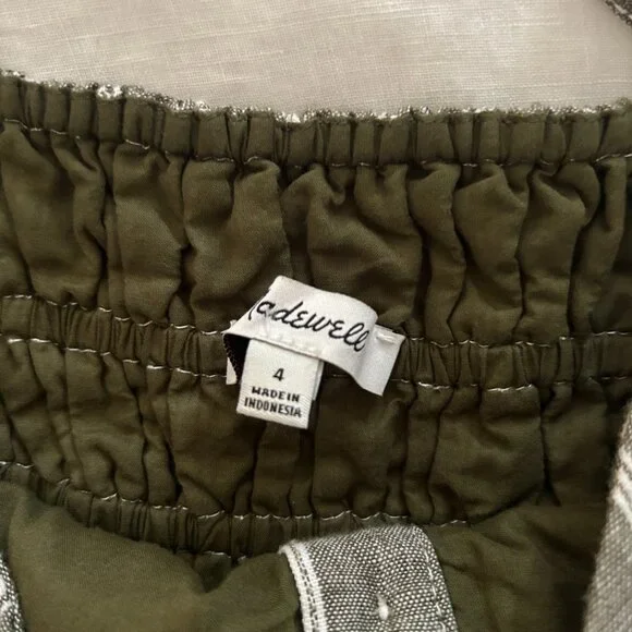 Madewell Linen Romper/jumpsuit - gray/green and cream striped - Picture 3 of 6